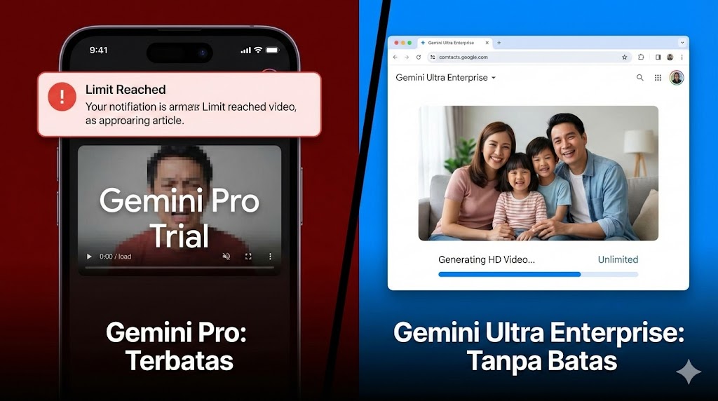 Jual akun gemini ultra. Gemini Pro vs Ultra Enterprise: Unlock Veo Unlimited, Hemat 3,6 Juta!