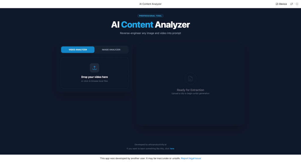 Tampilan CopyPrompt AI Content Analyzer