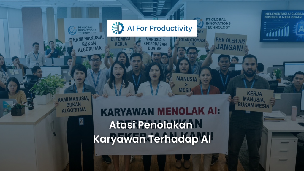 HR Manager berdiskusi dengan karyawan senior tentang implementasi AI untuk efisiensi kerja.