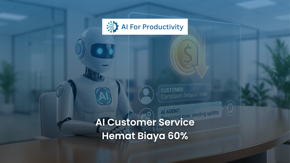 Robot asisten virtual bertenaga Kecerdasan Buatan yang sedang melayani pelanggan dengan efisien.