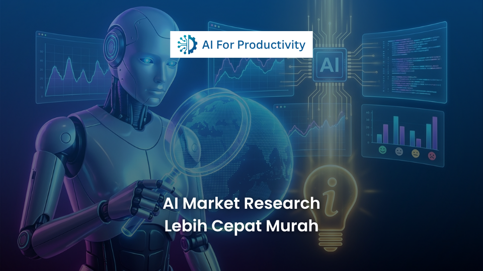 Robot Kecerdasan Buatan sedang memegang kaca pembesar holografik untuk menganalisis tren pasar global secara seketika.