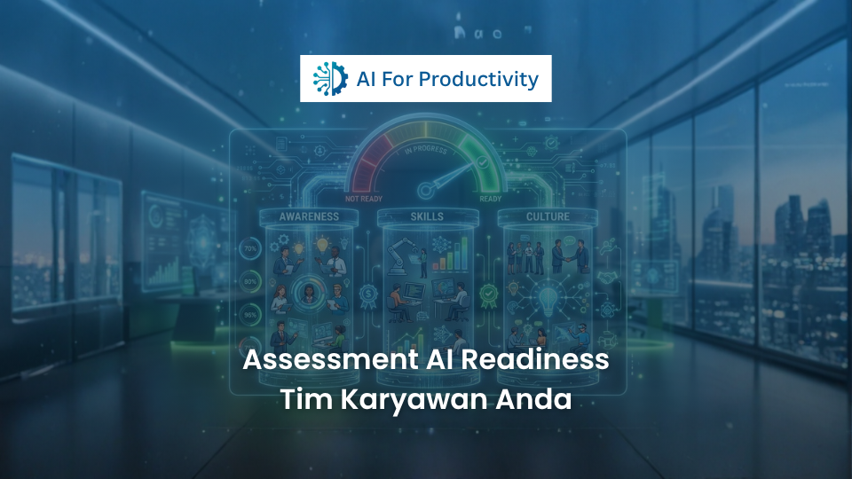 Papan skor diagnostik digital yang menampilkan hasil evaluasi kesiapan tim karyawan dalam mengadopsi teknologi Kecerdasan Buatan.