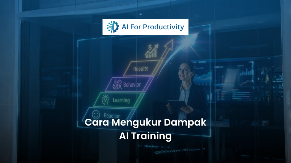 Papan dasbor analitik HRD yang memantau tingkat adopsi karyawan dan peningkatan produktivitas pasca pelatihan AI.