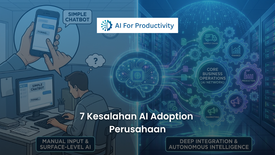 Infografis perbandingan antara smartphone yang menggunakan aplikasi AI biasa dan server perusahaan yang terintegrasi dengan jaringan Kecerdasan Buatan.
