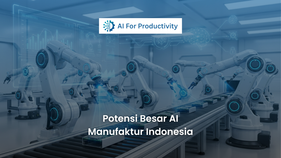 Lengan robotik pabrik pintar yang dilengkapi sensor Kecerdasan Buatan sedang merakit produk di jalur produksi.
