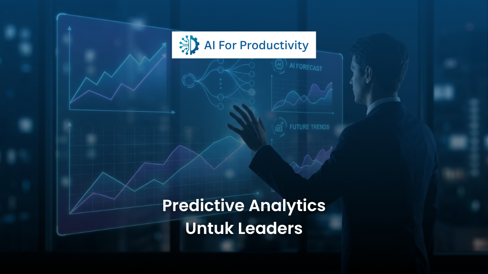 Eksekutif bisnis yang sedang melihat proyeksi masa depan perusahaan melalui dasbor holografik bercahaya.