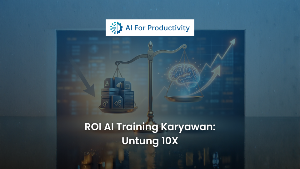 Grafik laba atas investasi (ROI) yang meroket tajam setelah perusahaan memberikan pelatihan Kecerdasan Buatan kepada karyawannya.