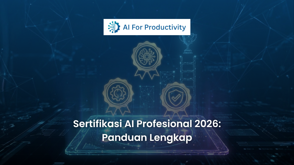 Sebuah medali sertifikasi digital holografik yang melambangkan validasi keahlian Kecerdasan Buatan profesional.