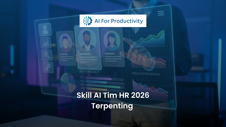 Dasbor manajemen Sumber Daya Manusia bertenaga Kecerdasan Buatan yang sedang menyeleksi kandidat karyawan dan memprediksi retensi staf.