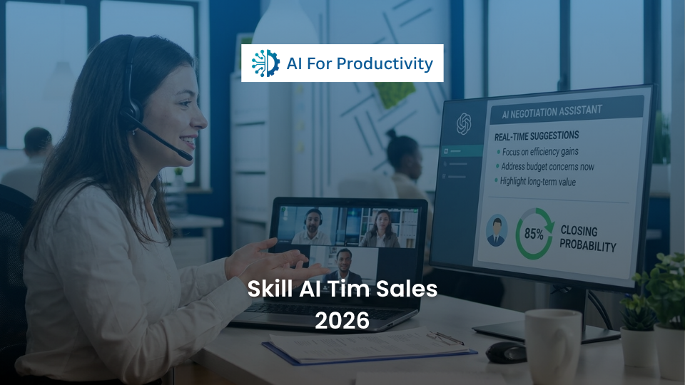 Tim penjualan profesional yang menggunakan asisten Kecerdasan Buatan untuk memetakan prioritas prospek dan mengoptimalkan negosiasi.